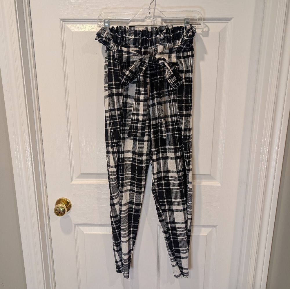 Arabella Black and White Plaid Pants